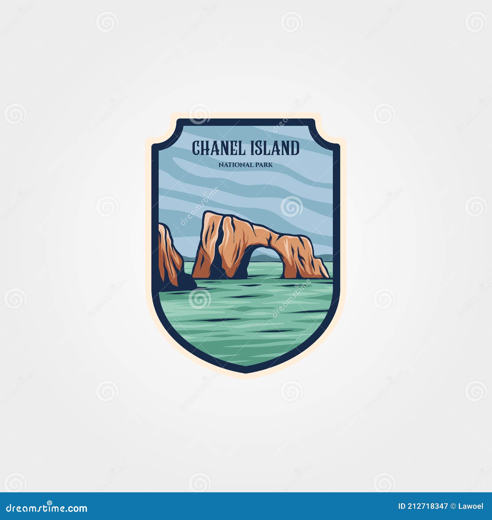 Chanel Island National Park Logo Patch Vector Design, Travel Print