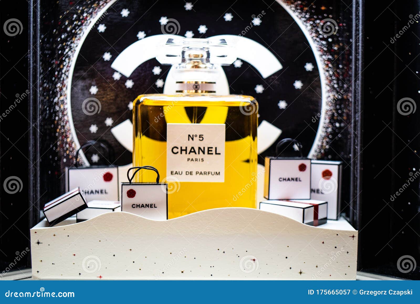 Chanel Paris No. 5 Perfume on Shop Display, Chanel No Editorial