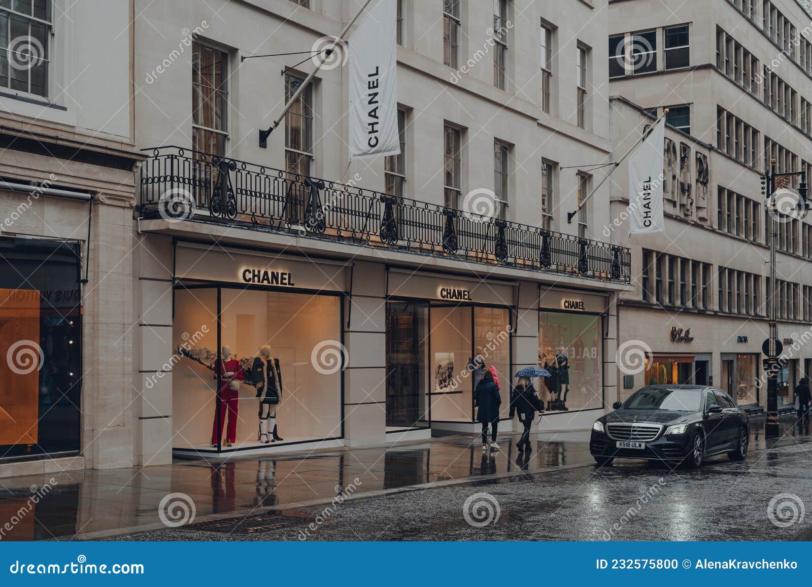 Chanel Store on New Bond Street, London, UK, Car Parked in Front