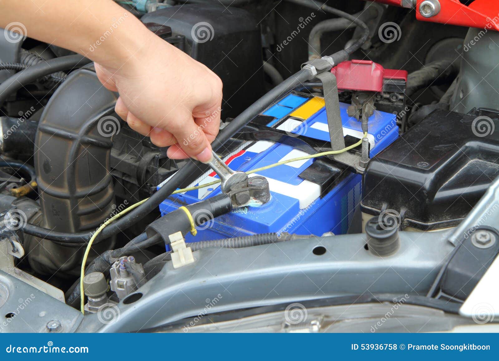 Change car batteries stock photo. Image of outdoors 53936758