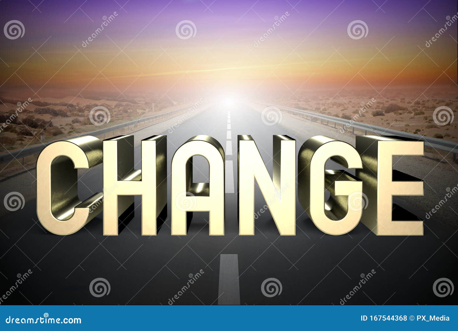 Change Concept, Road - 3D Rendering Stock Illustration - Illustration