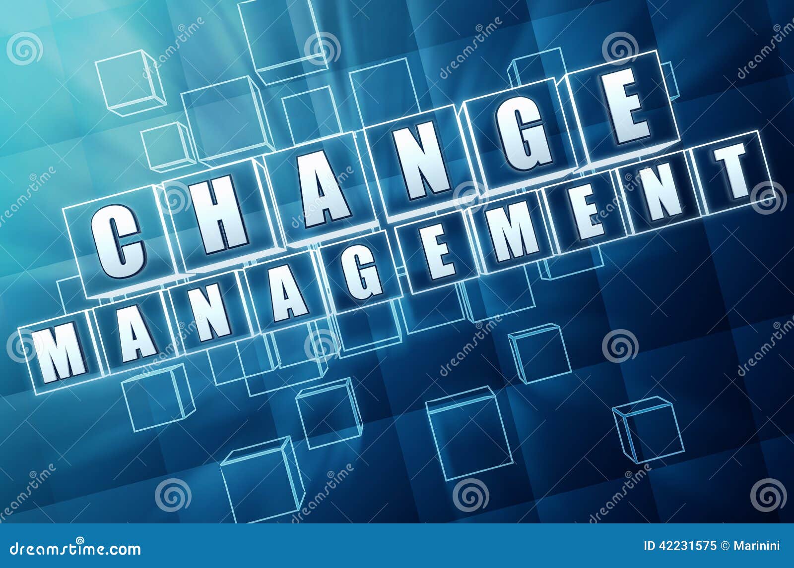 Change Management in Blue Glass Blocks Stock Image - Image of develop ...