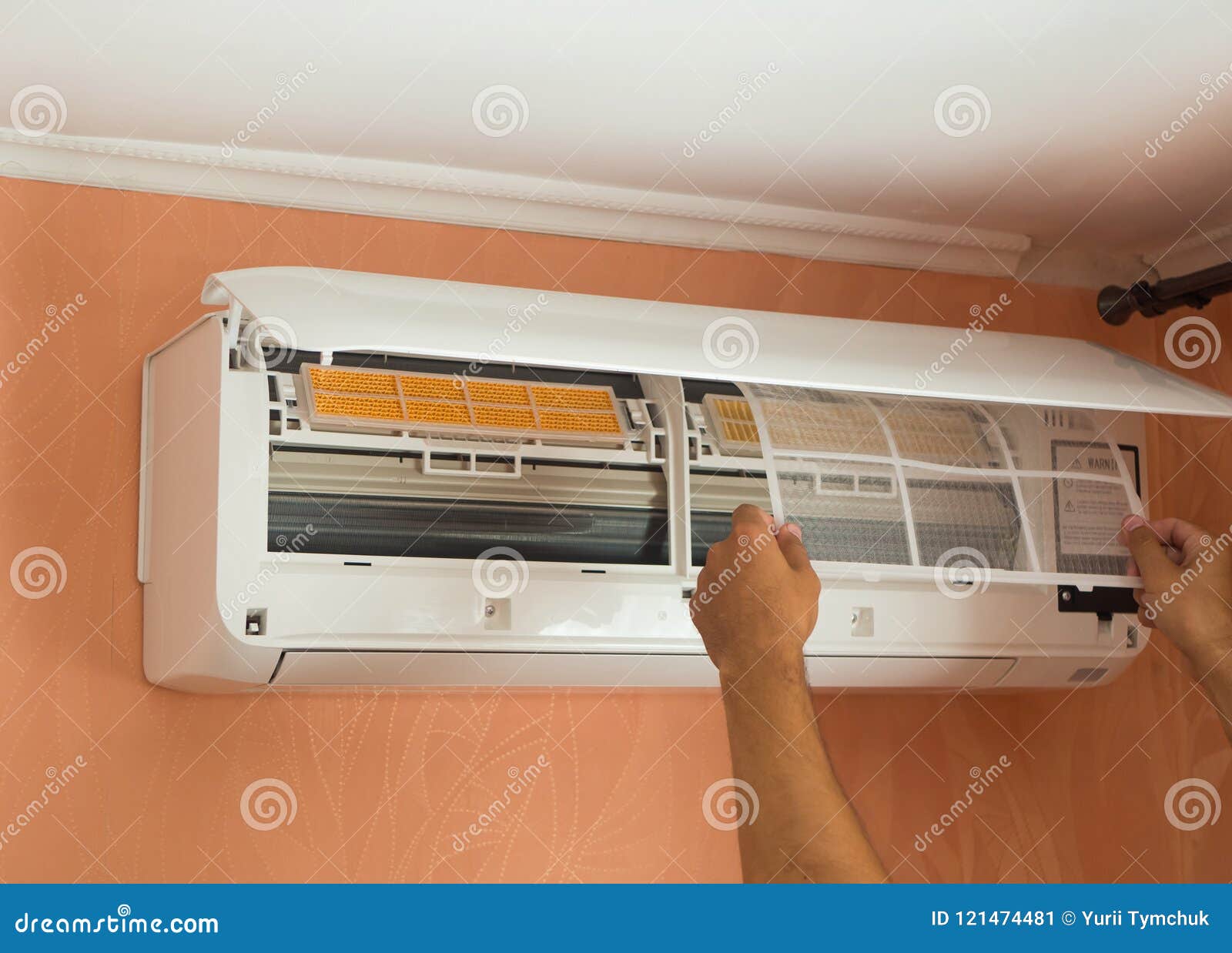 Changing Filter in the Air Conditioning Stock Image Image of