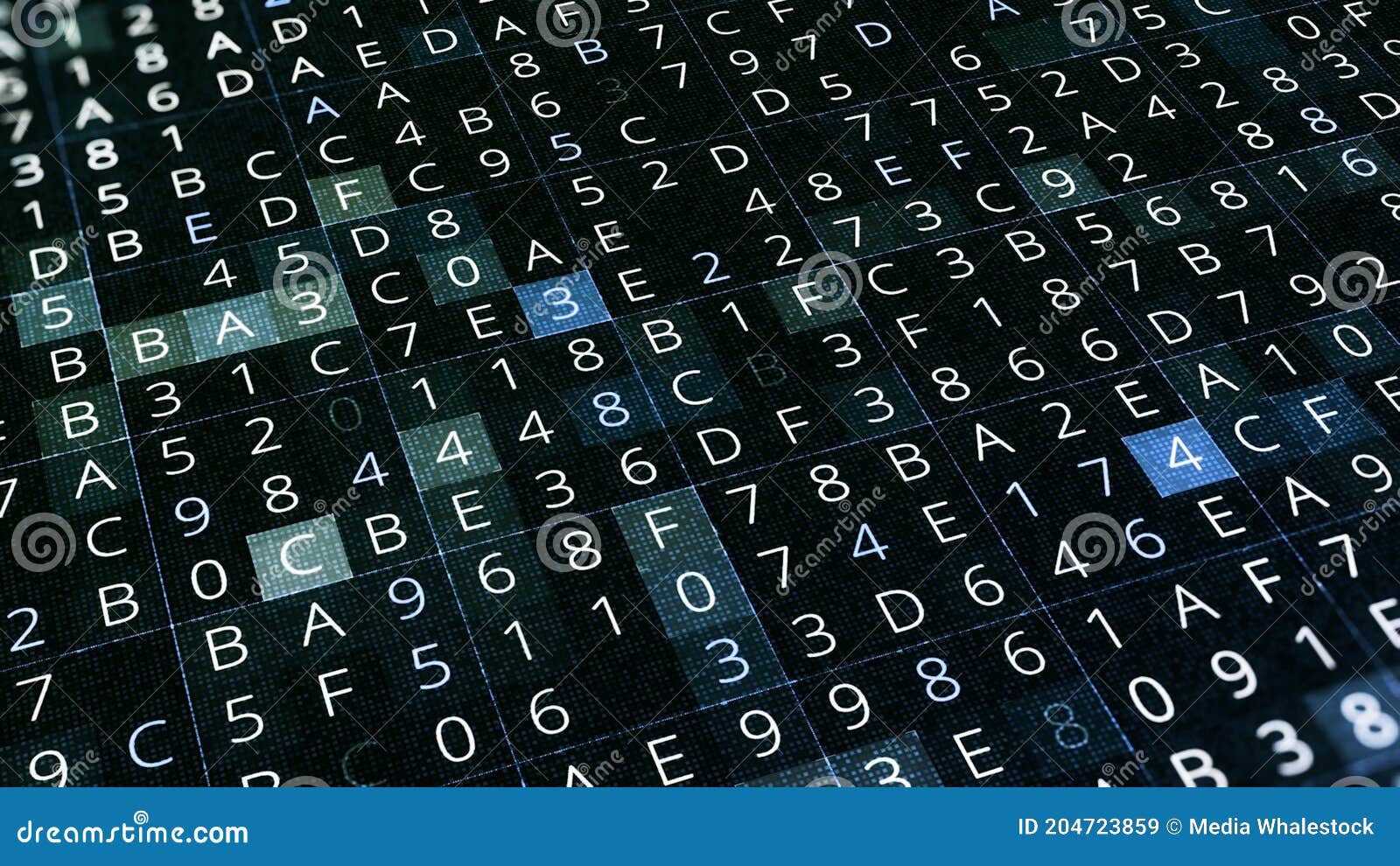 Changing Numbers in Digital Space. Animation. Selection of Changing