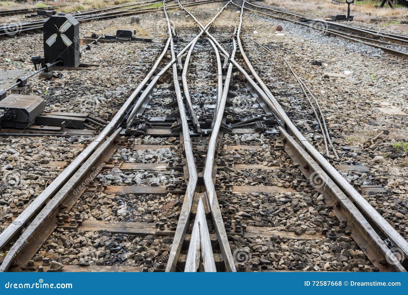 Changing railway tracks stock photo. Image of forward 72587668