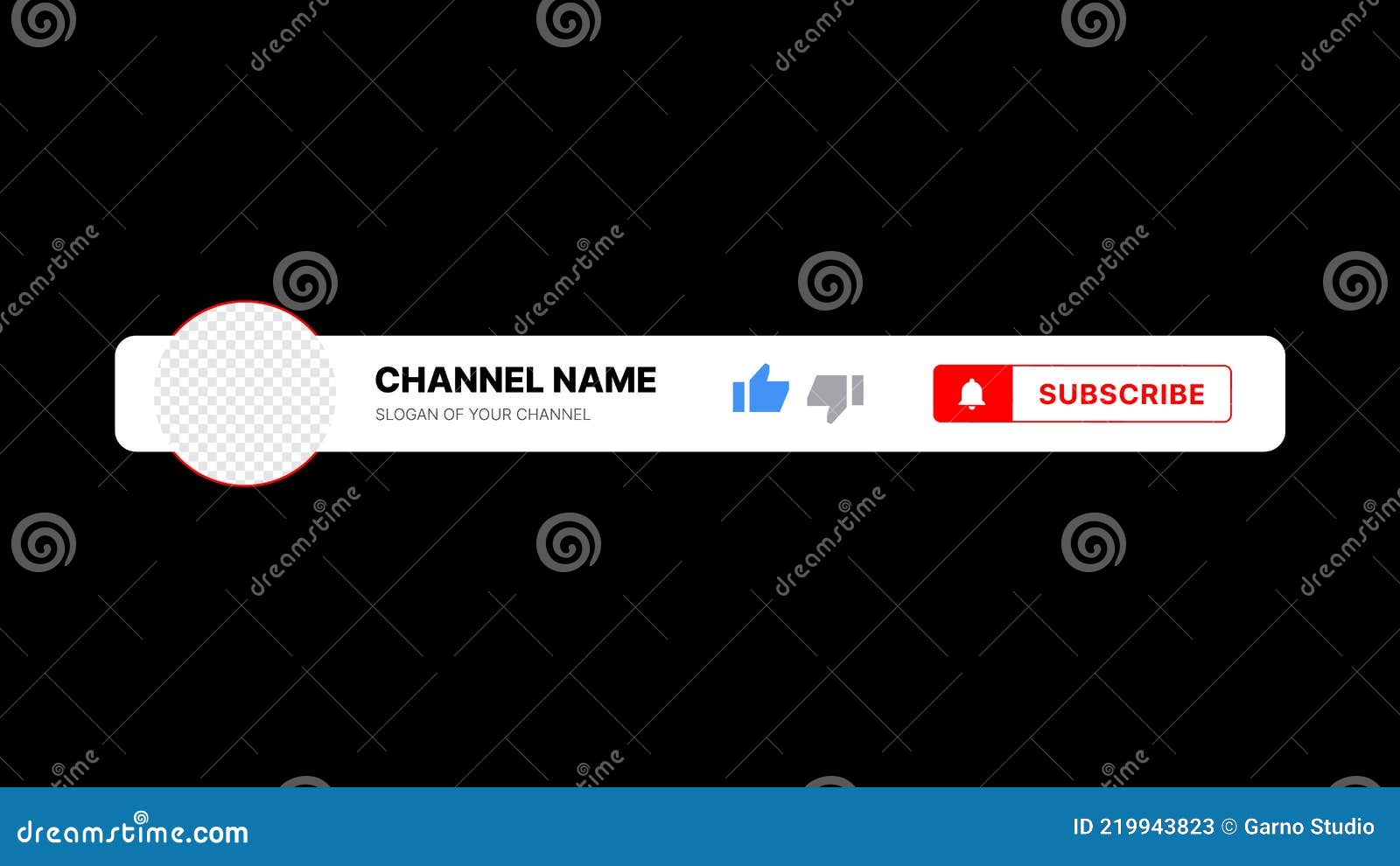 Channel Name Lower Third. Broadcast Banner for Video on Black Background.  Placeholder for Channel Logo Stock Vector - Illustration of background,  blog: 219943823