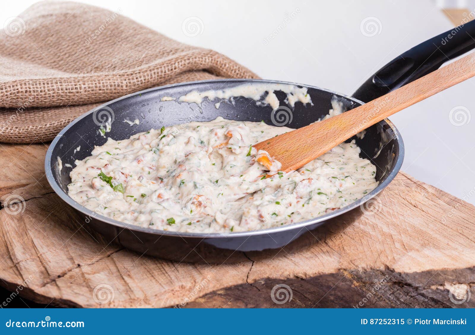 Chanterelle Cream Sauce on the Pan Stock Image Image of cantharellus