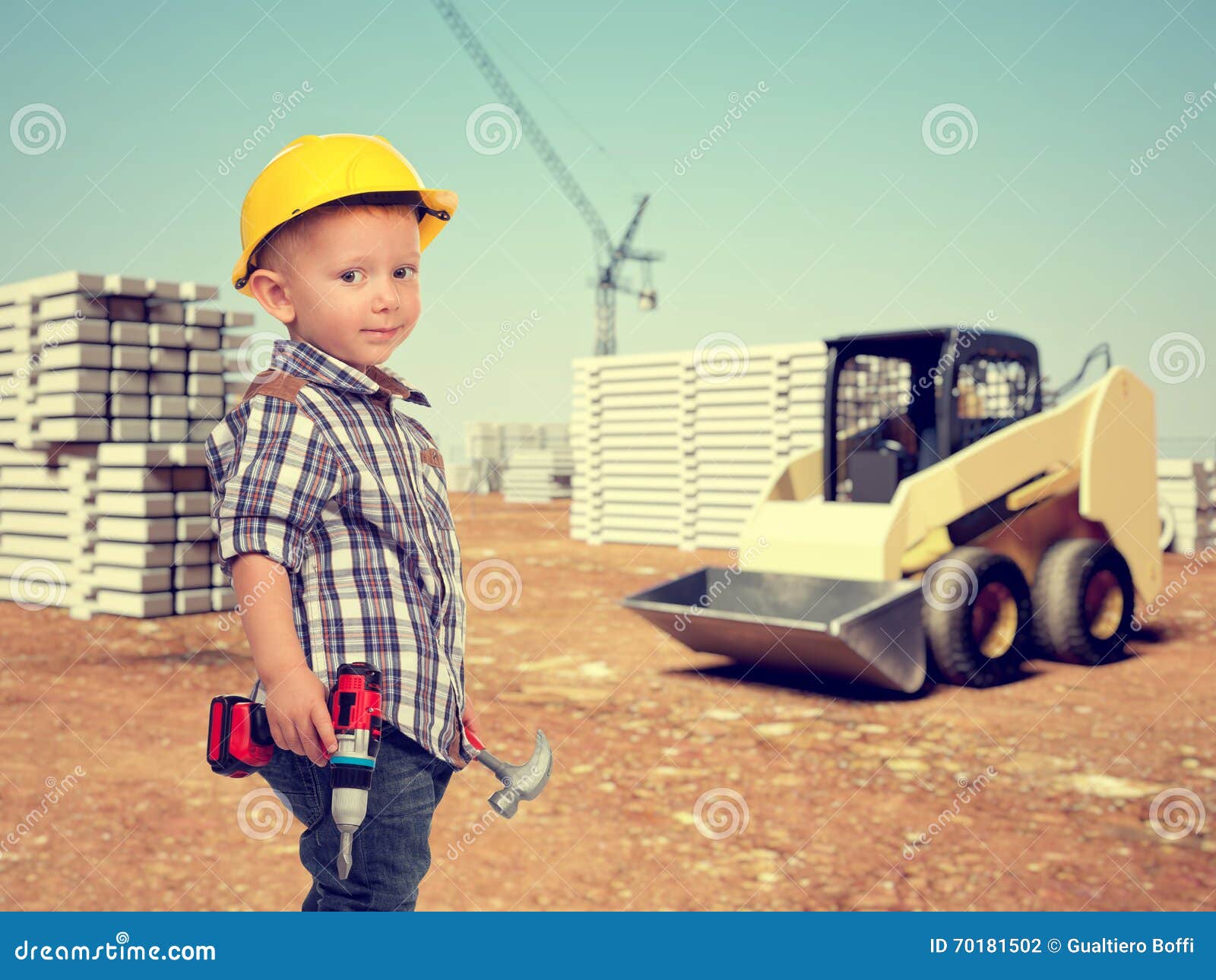 Chantier D'enfant Et De Construction Photo stock - Image du ouvrier,  avenir: 70181502