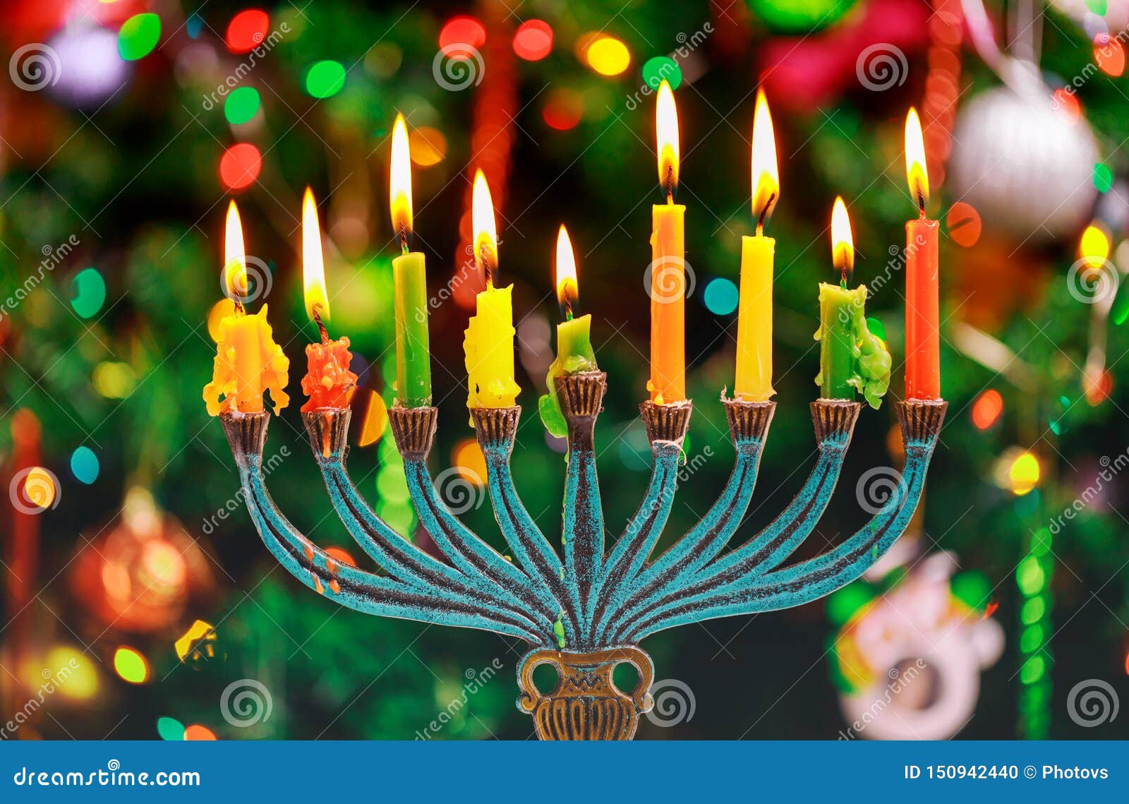 chanukah candles all in a  jewish holiday