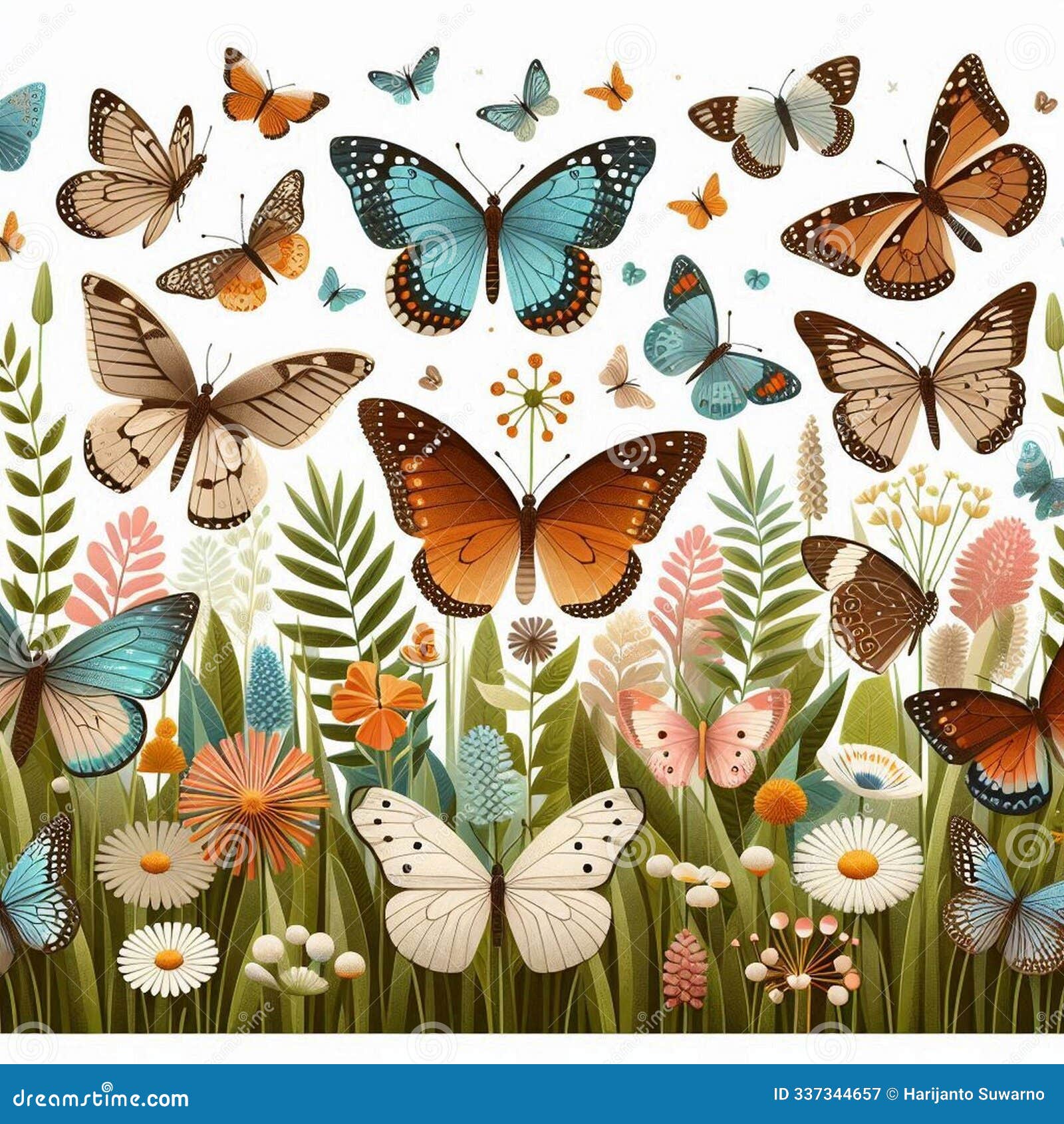 various butterfly in the meadow