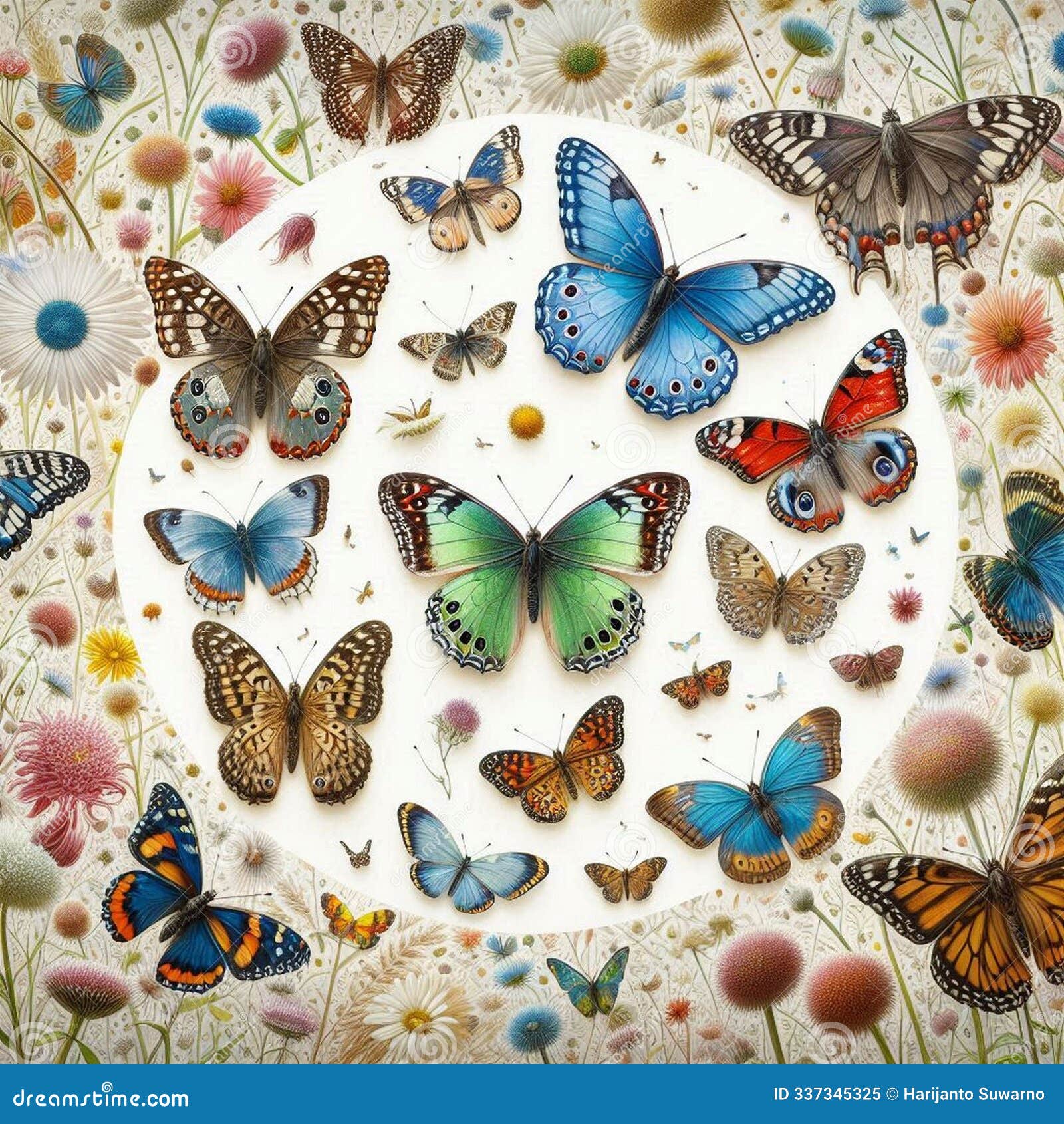 various butterfly in the meadow