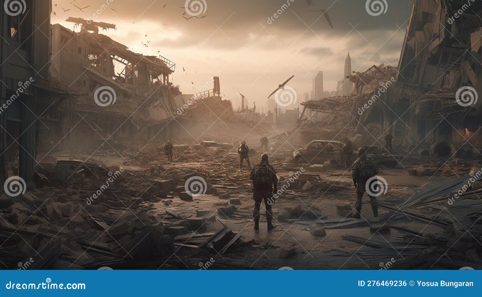 Chaotic Battlefield with Soldiers, Digital Art Illustration, Generative ...