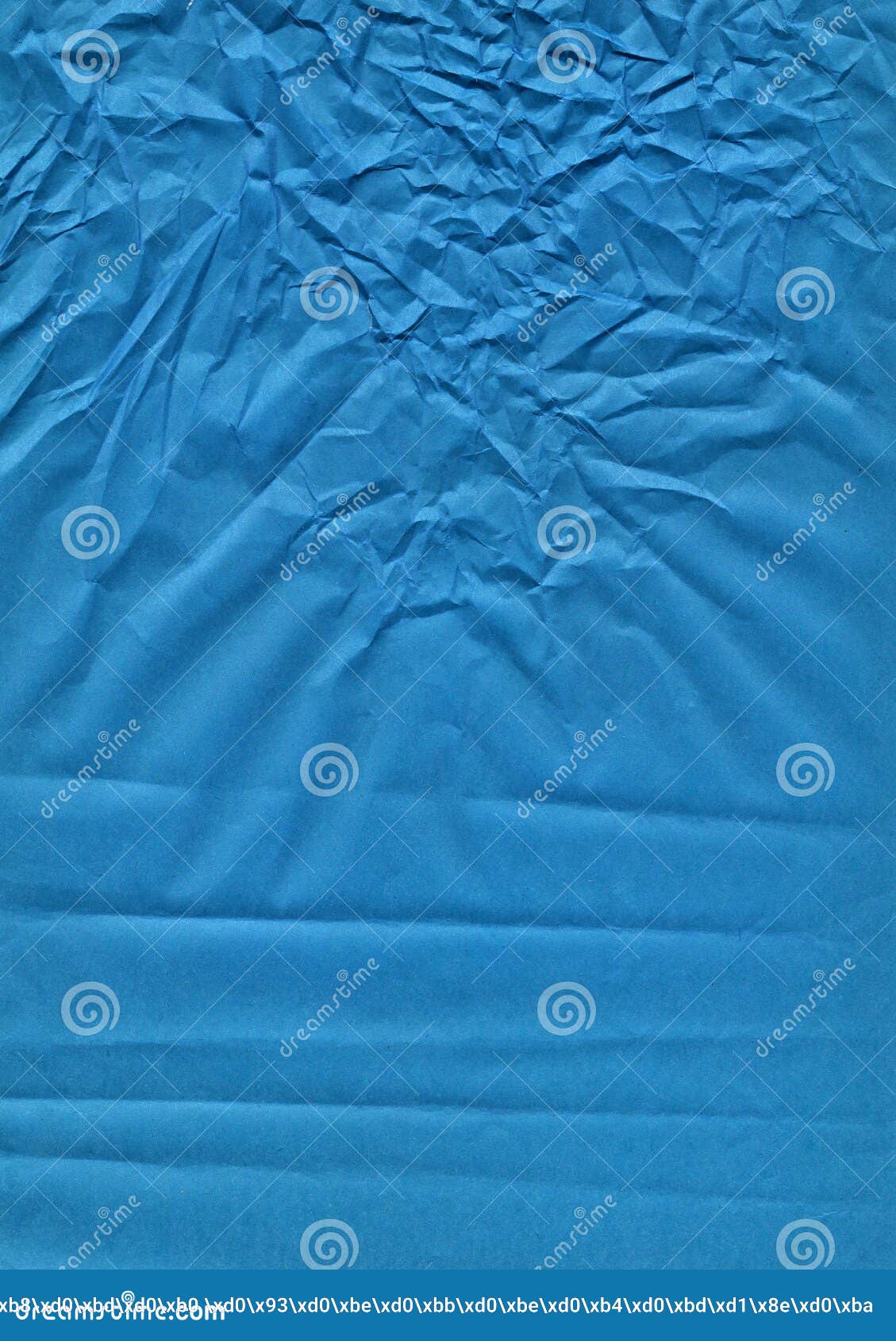 Chaotically Crumpled Blue Sheet of Colored Paper Stock Photo Image of