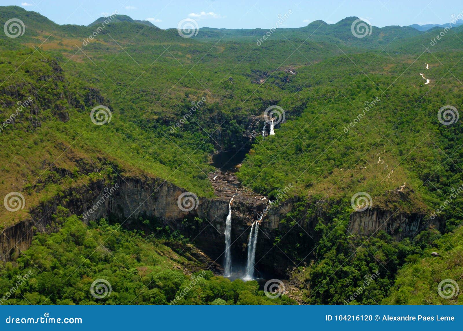 Salto Ii Waterfall in Chapada Dos Veadeiros National Park Golas Brazil WPA  Art Deco Poster  Sticker for Sale by patrimonio