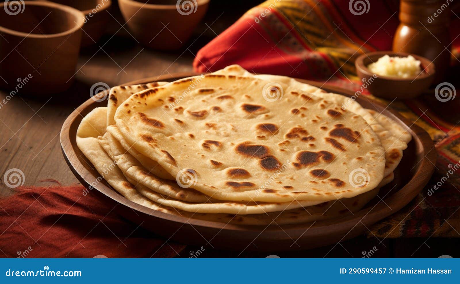 A Chapati Bread, from India, is a Thin, Round Flatbread. Its Surface is
