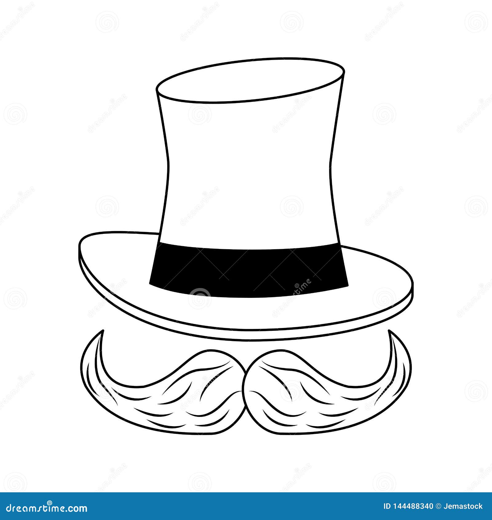 Chapeau De Magicien Et Bande Dessin?e De Moustache En Noir Et