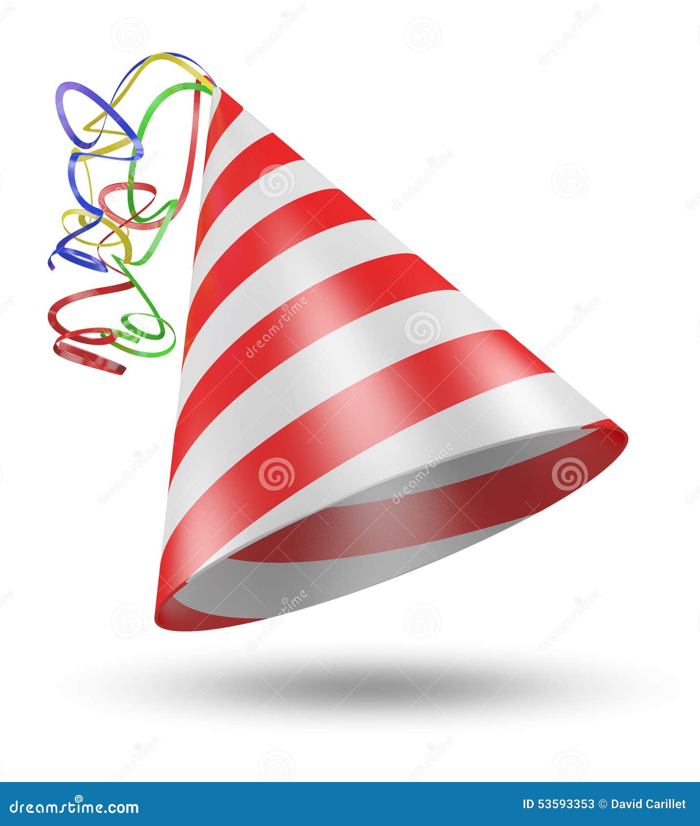 Chapeau En Forme De Cône De Fête D'anniversaire Avec Des Rayures Et Des  Rubans Illustration Stock - Illustration du simple, décoratif: 53593353