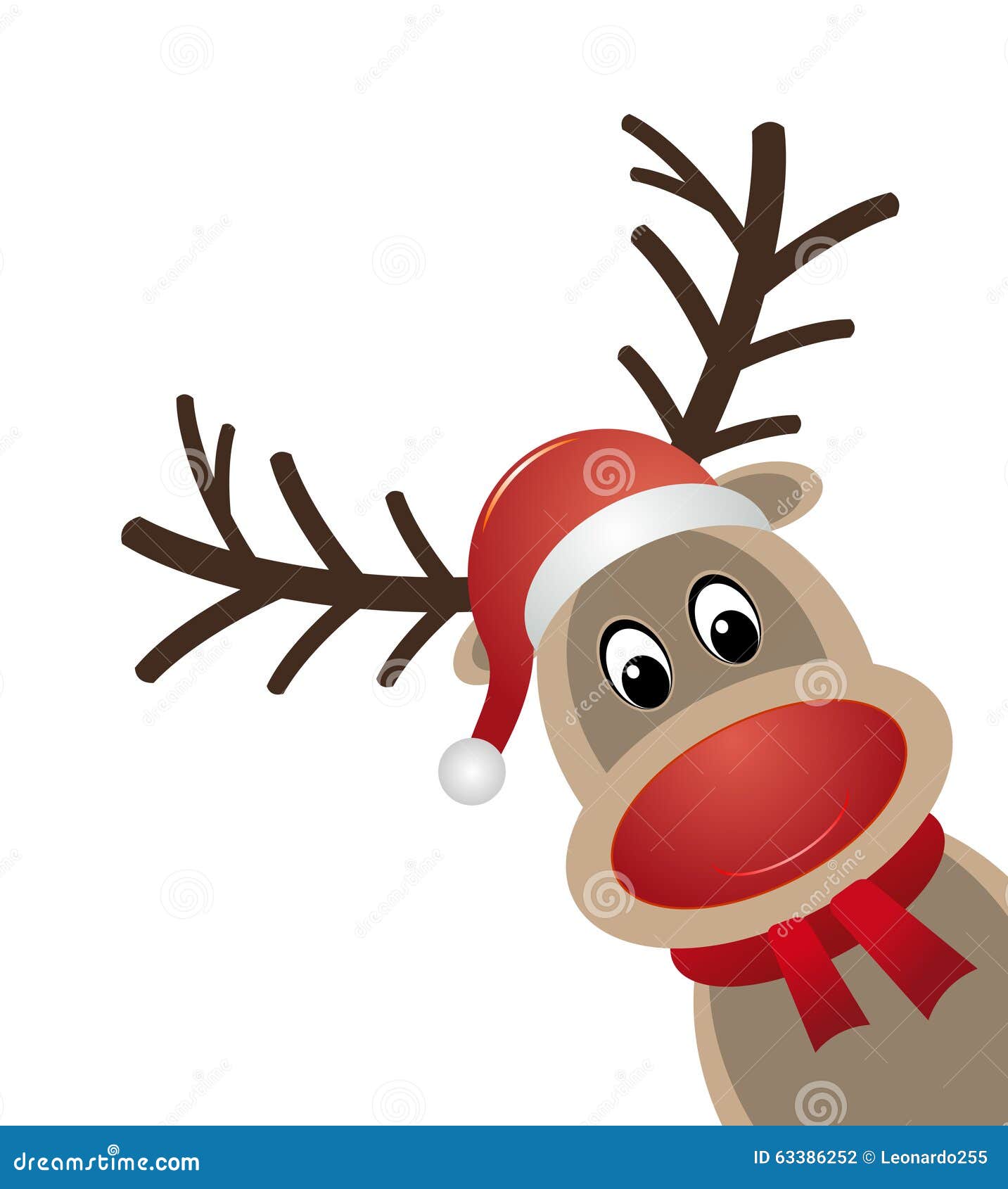 Cerf En Chapeau De Santa Rouge Et Foulard Sur Fond Blanc Isolé. Concept  Vacances Illustration Stock - Illustration du noël, heureux: 295780928