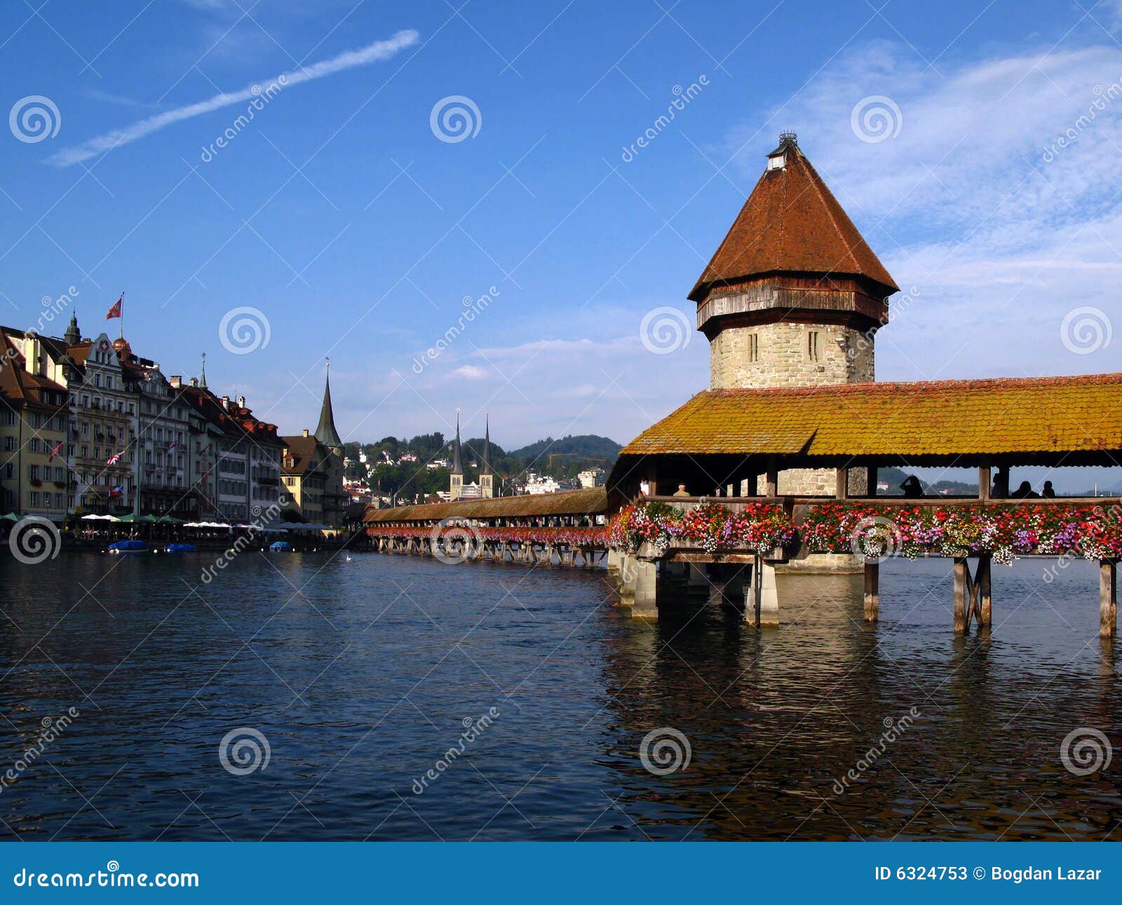 Chapel Bridge in Lucerne/Luzern, Switzerland Stock Image Image of