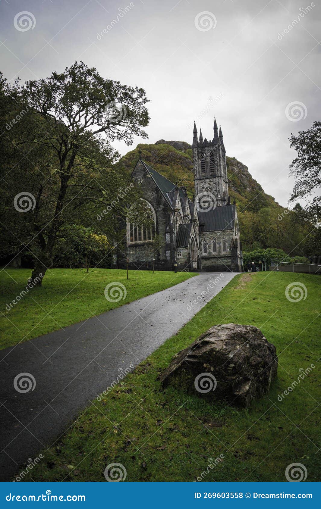 Chapel of the Kylemore Abbey in Connemara Stock Photo Image of