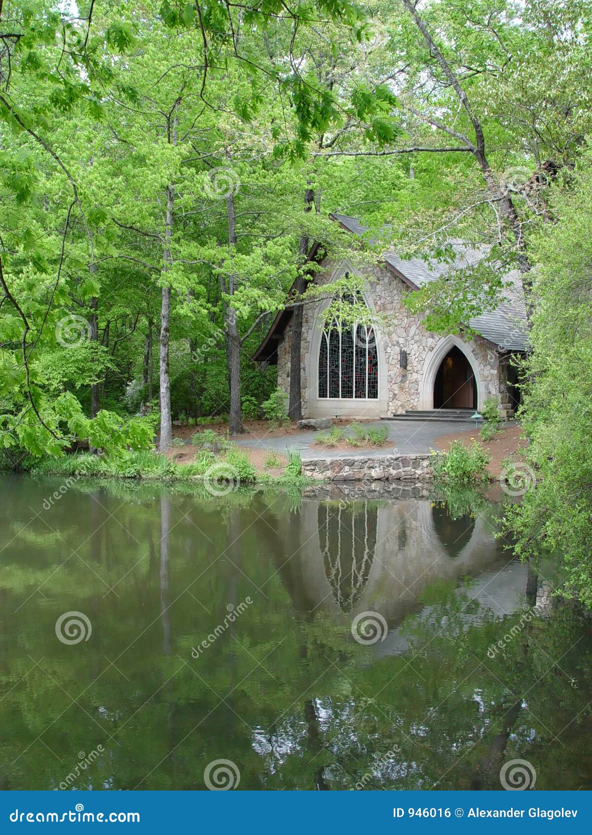Chapel and lake stock photo. Image of building, garden 946016