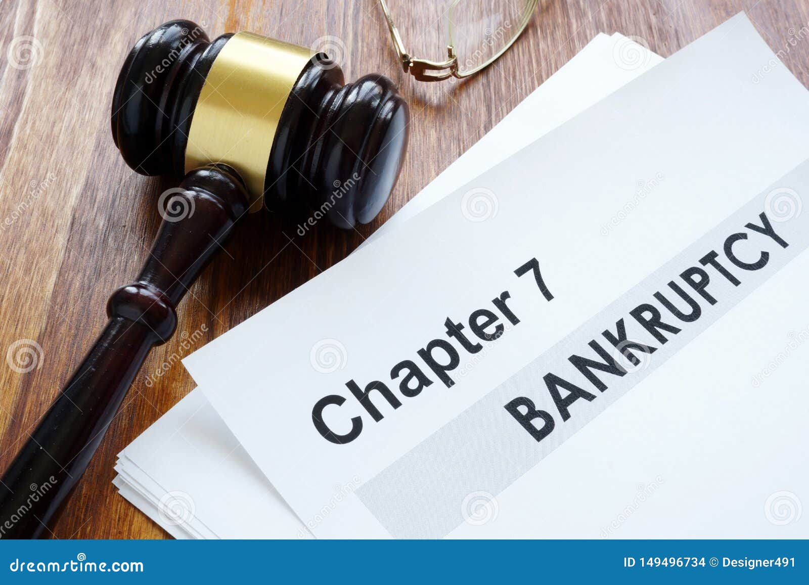 chapter 7 bankruptcy documents and gavel