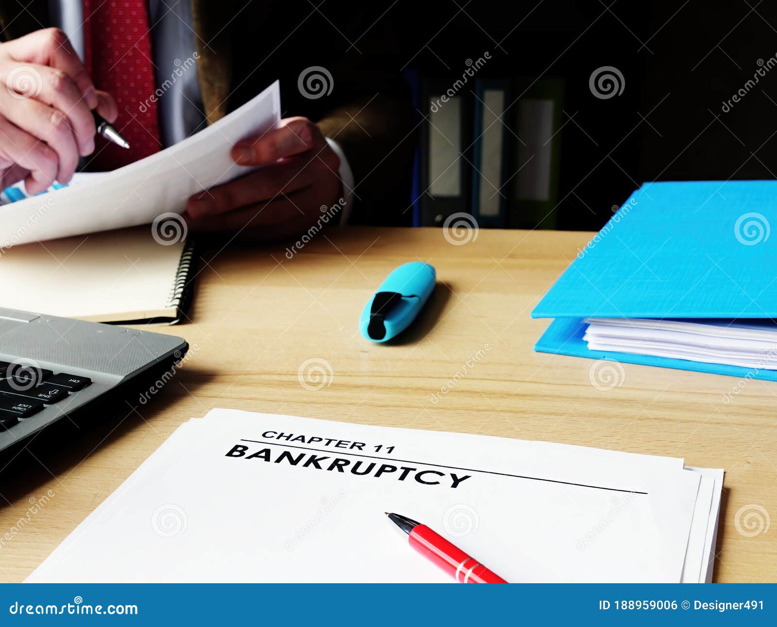 chapter 11 bankruptcy papers on the desk.