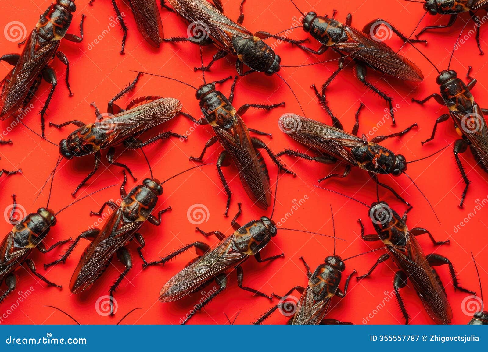 chapulines are displayed against a striking red background, ai, ai generated