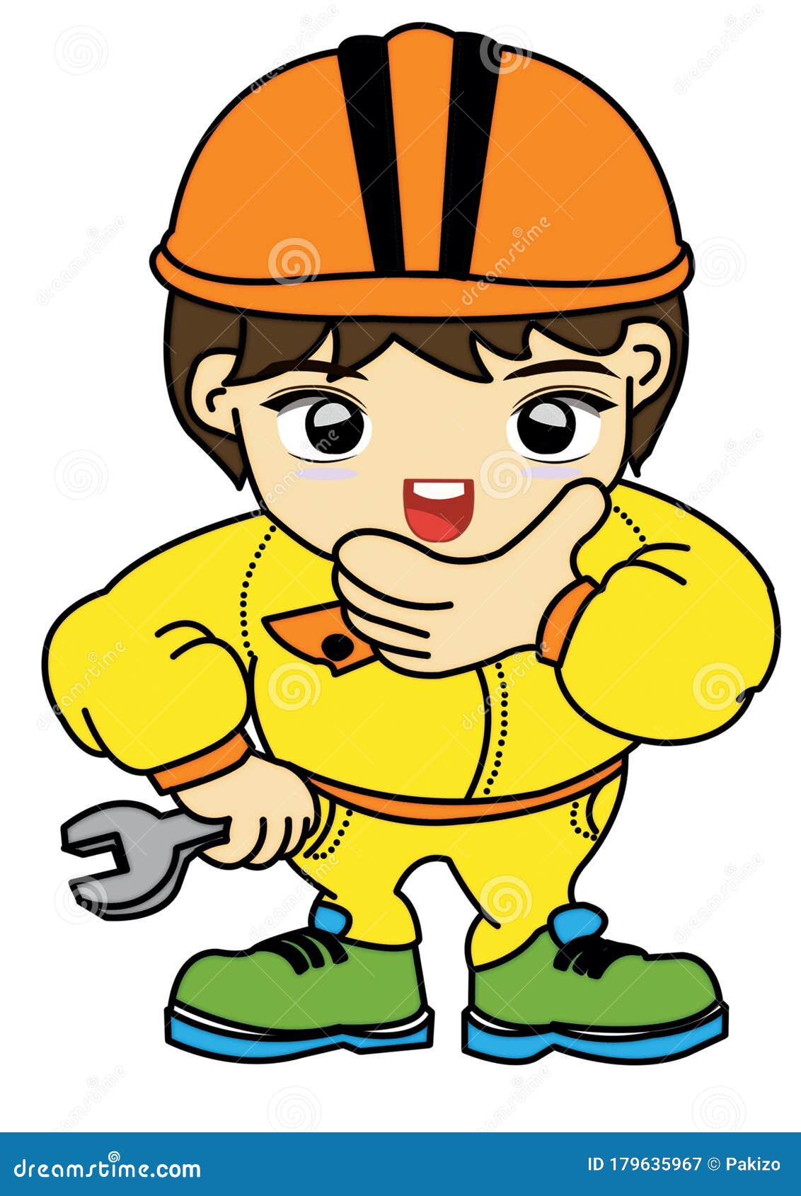 The Character Cartoon Boy of Engineer Professional Career Trying To Fix  Something and Carry the Tool in Hand. Safety Helmet. Stock Illustration -  Illustration of cartoon, occupation: 179635967