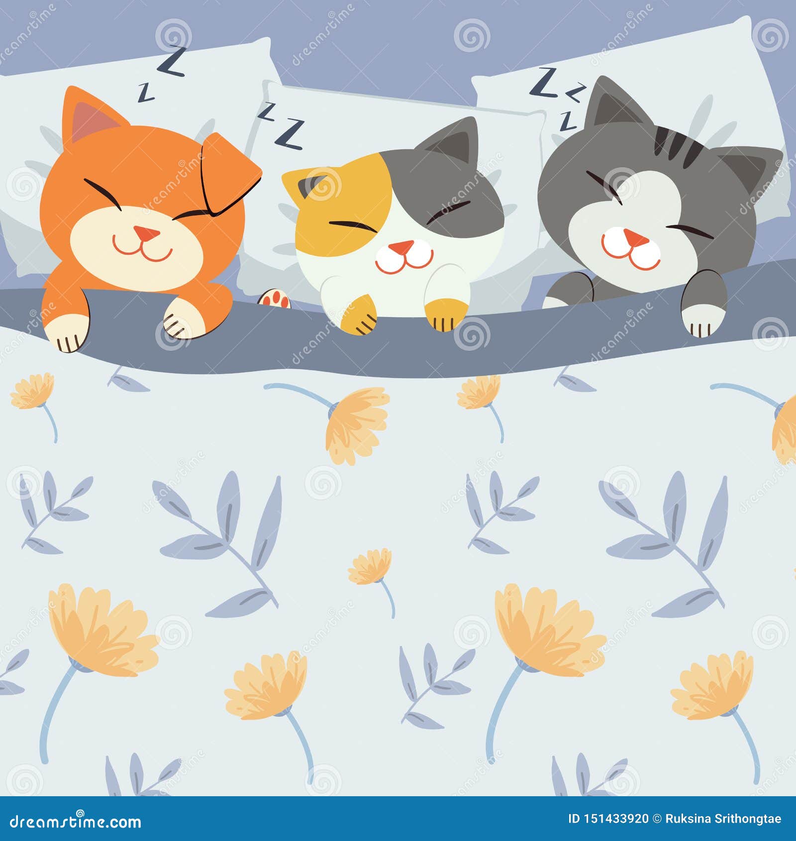 Character Cartoon Cute Cat Sleeping on the Bed Stock Illustration - Illustration of action, isolated: 151433920 Character Cartoon Cute Cat Sleeping on the Bed Stock Illustration - Illustration of action, isolated: 151433920