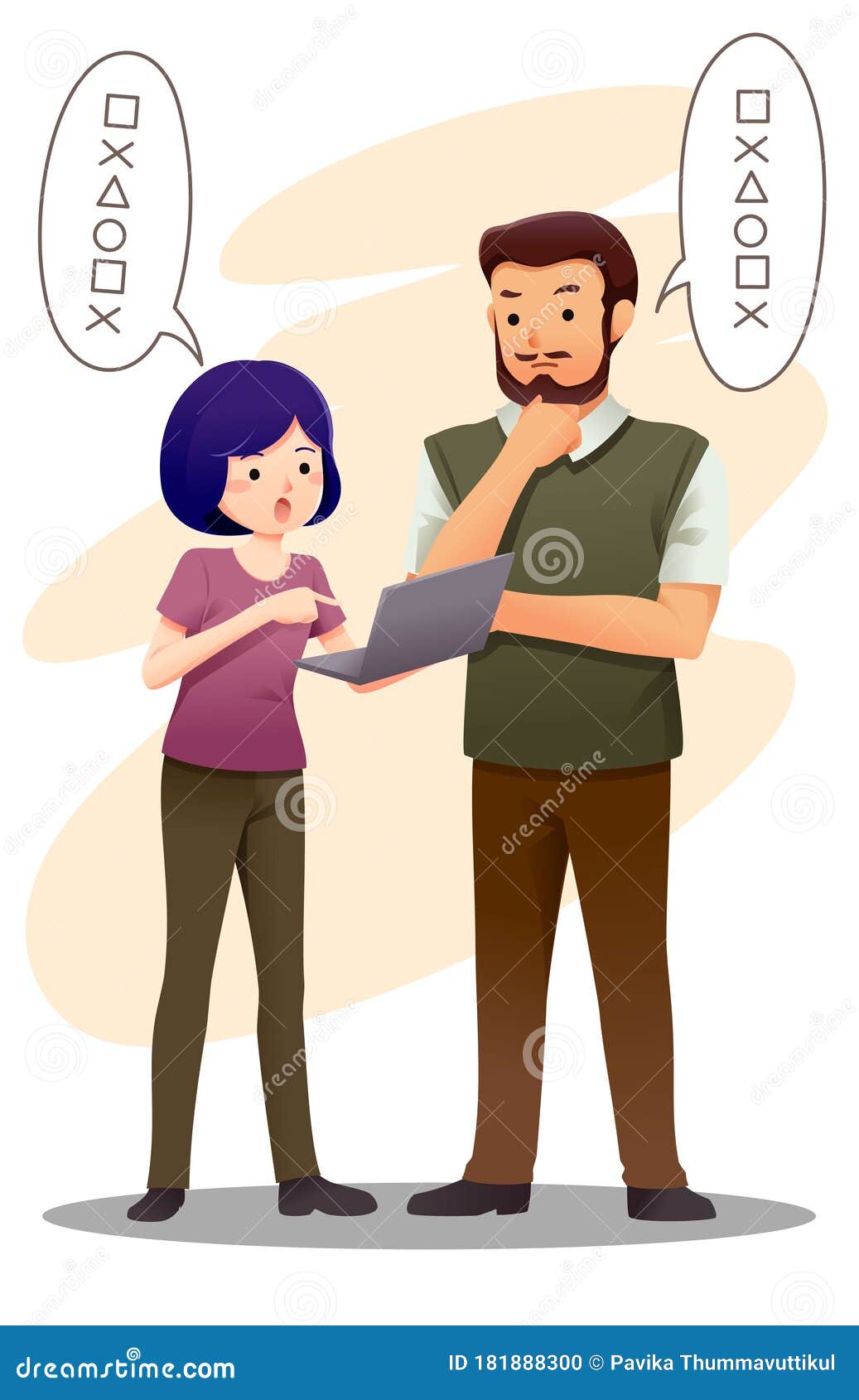Two People Discuss Work Together Stock Vector - Illustration of clipart,  design: 181888300