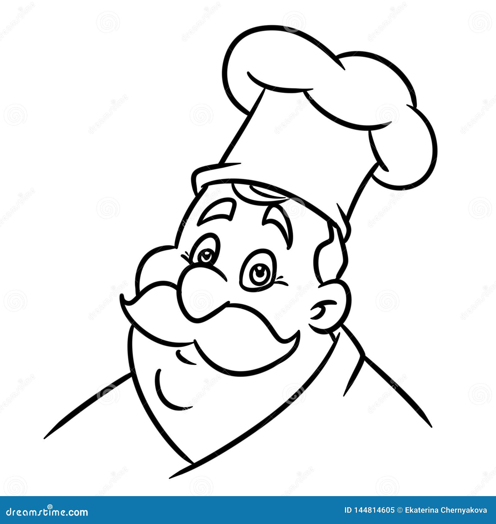 Character Chef Cook Culinary Cartoon Coloring Page Stock Illustration