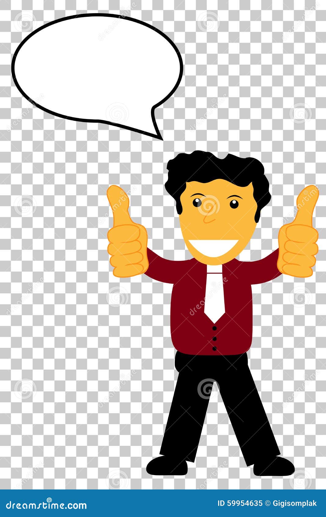 Character - Curly Hair Man Give Two Thumb Up, At Transparent Effect