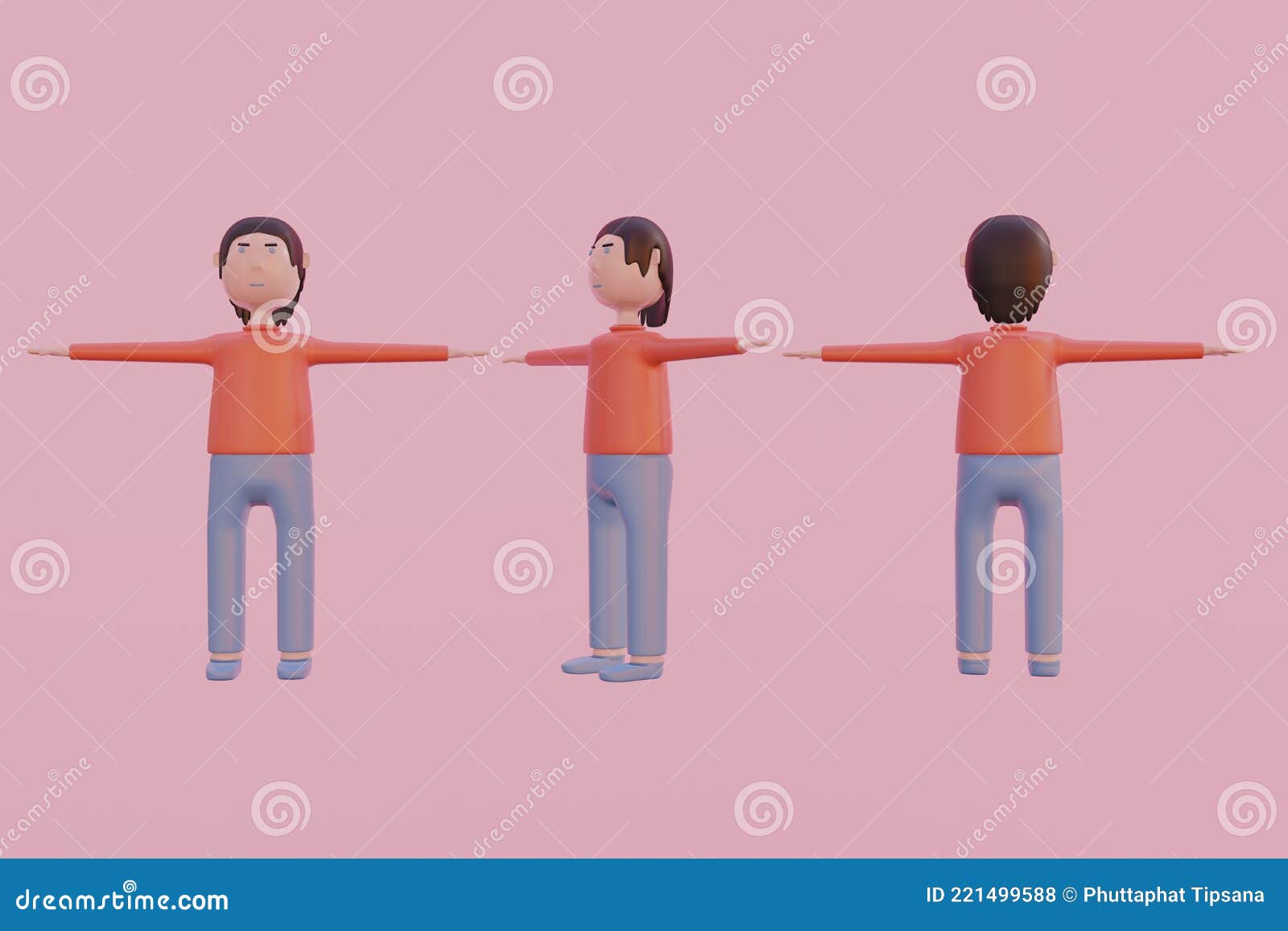 Character 3D Rendering Illustration,creative Man T Pose,of