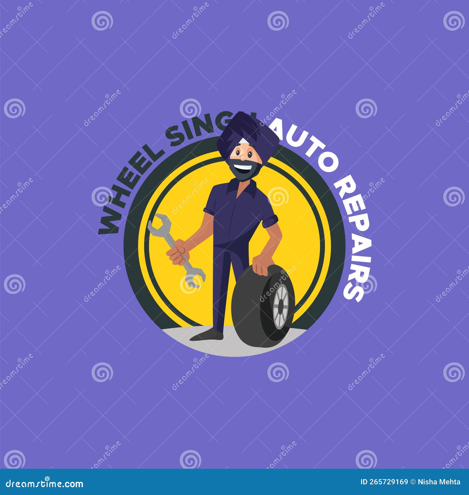Wheel Singh Auto Repairs Vector Mascot Logo Stock Vector Illustration