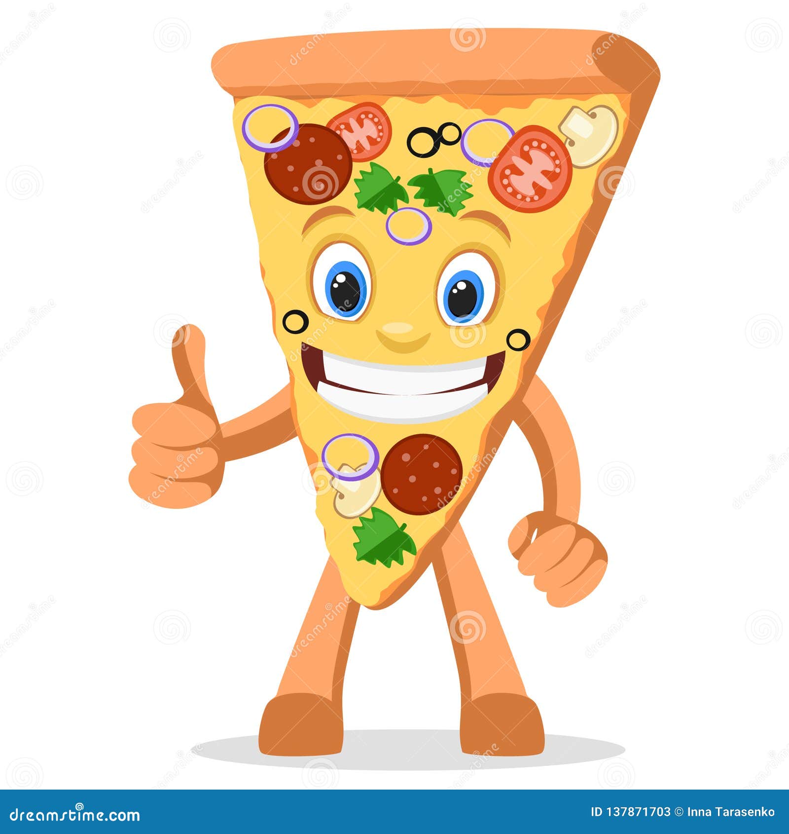 Cute happy smiling pizza friends Royalty Free Vector Image