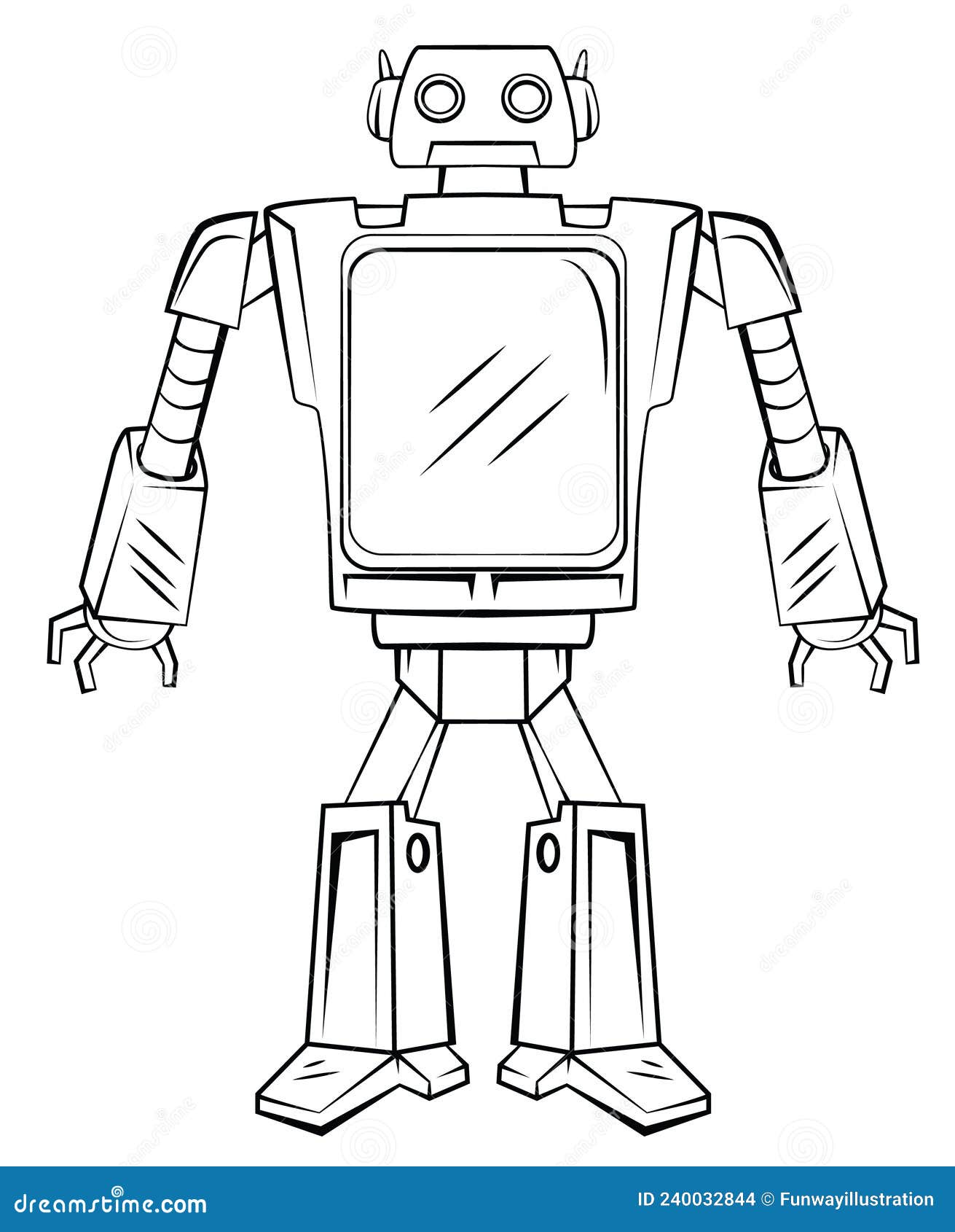 Character Robot Art Line White and Black Stock Vector