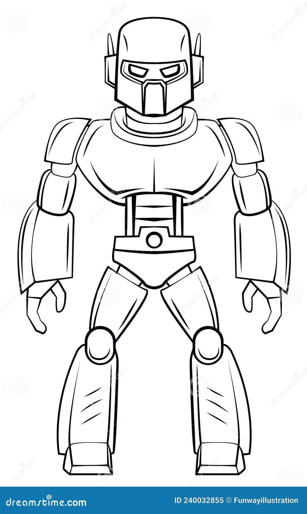 Character Robot Art Line White and Black Stock Vector