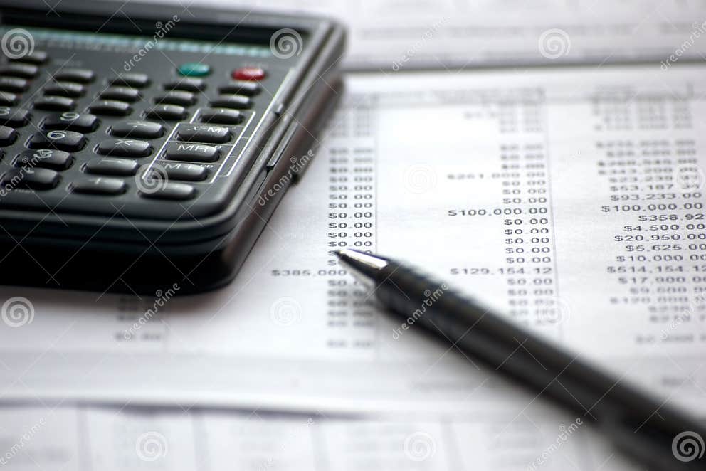 Characteristic Accounting Paperwork with Data Files Stock Photo Image