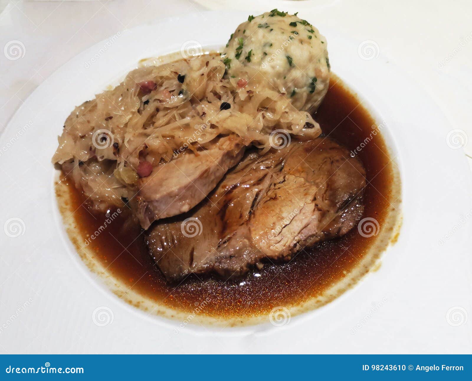 Characteristic Austrian Dish Sauerkraut Fried Meat Stock Photo Image