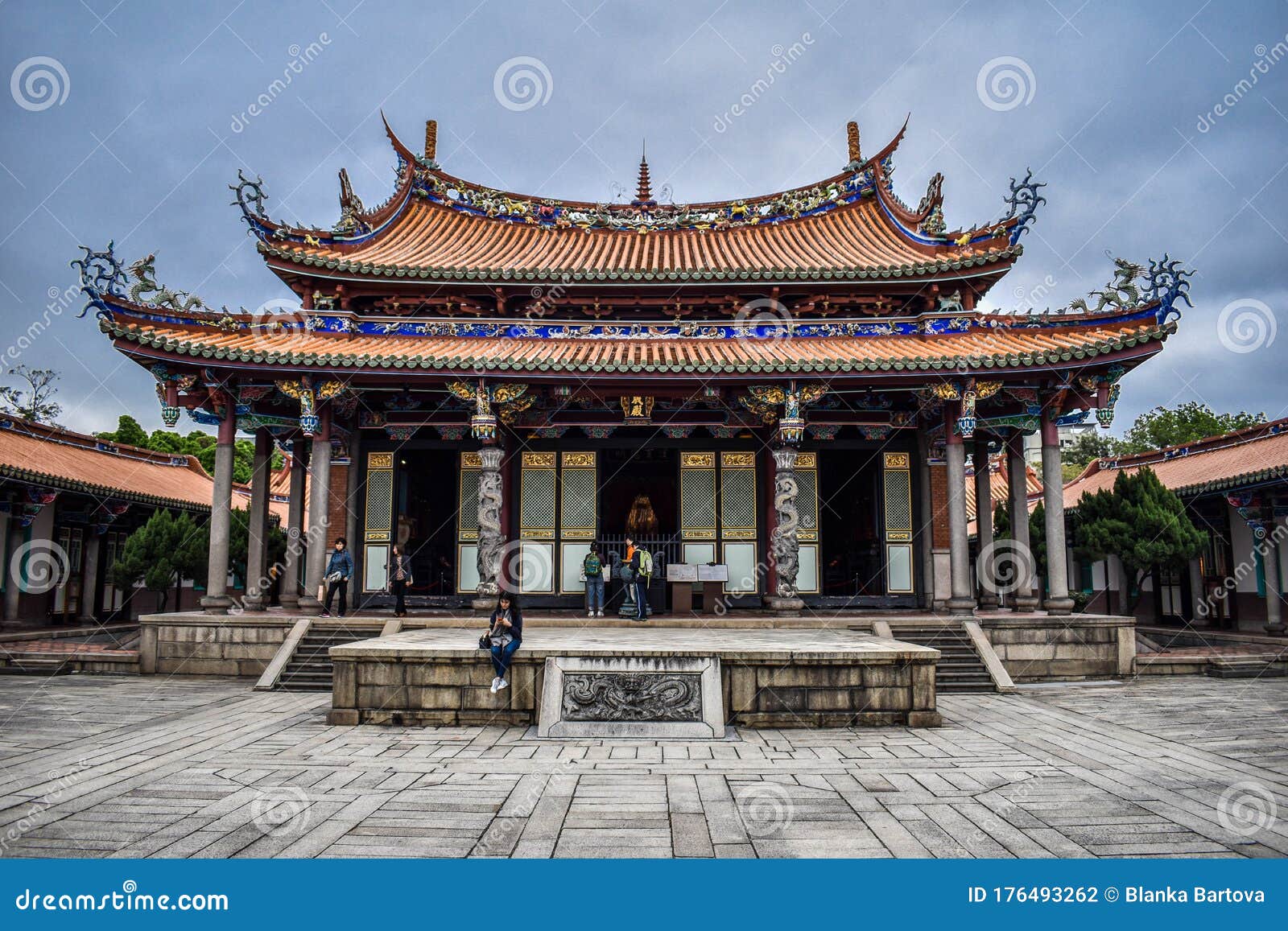 Characteristic Distinctive Buddhist Temple in Taipei, Taiwan Stock