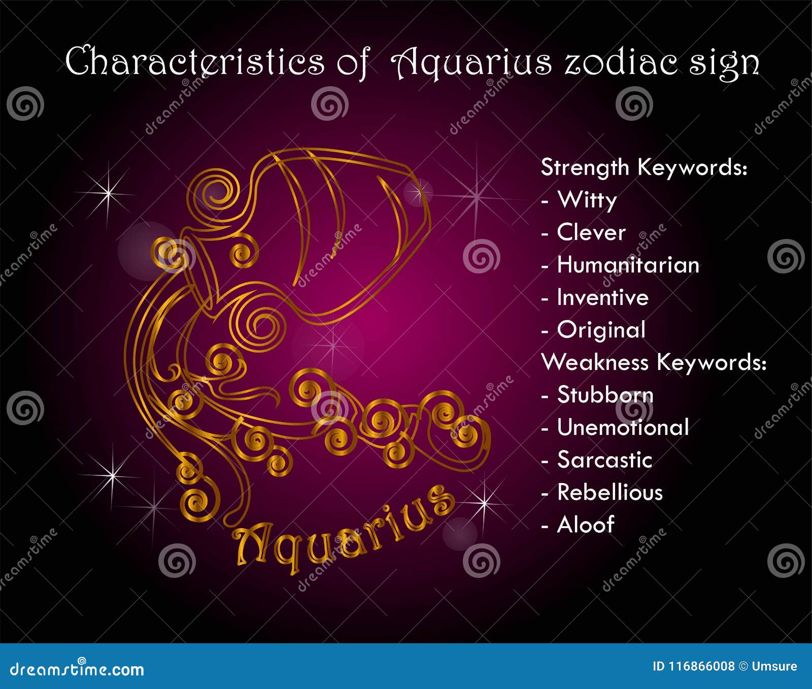 Characteristics of Aquarius Sign Stock - Illustration of flirtatious, change: 116866008