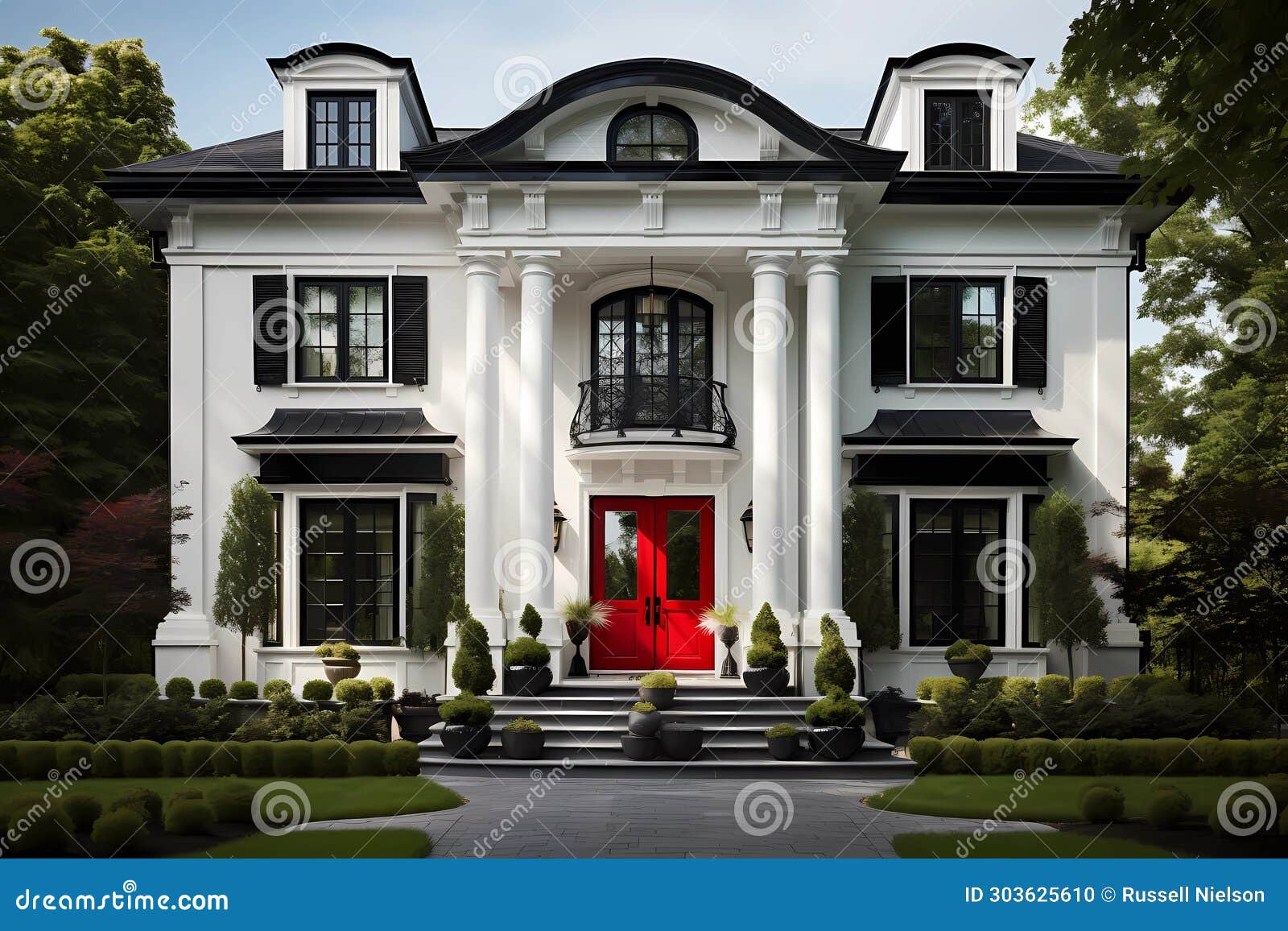 Neo-Classical Style House - Originated in the Late 18th and Early 19th  Century in the United States Stock Illustration - Illustration of house,  windows: 303625610, image size:1600x1156