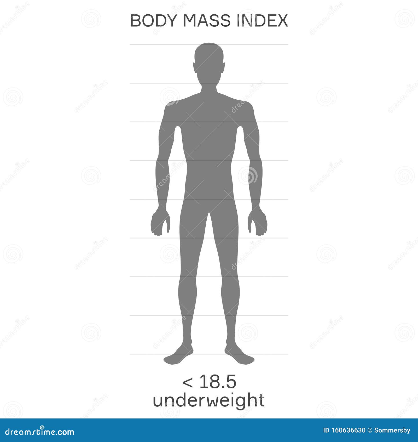 characterizing male silhouette for underweight stage of body mass index