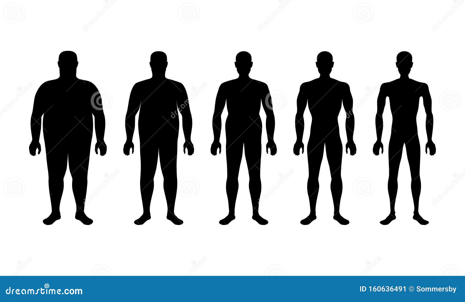 characterizing male silhouettes for different stages of body mass index