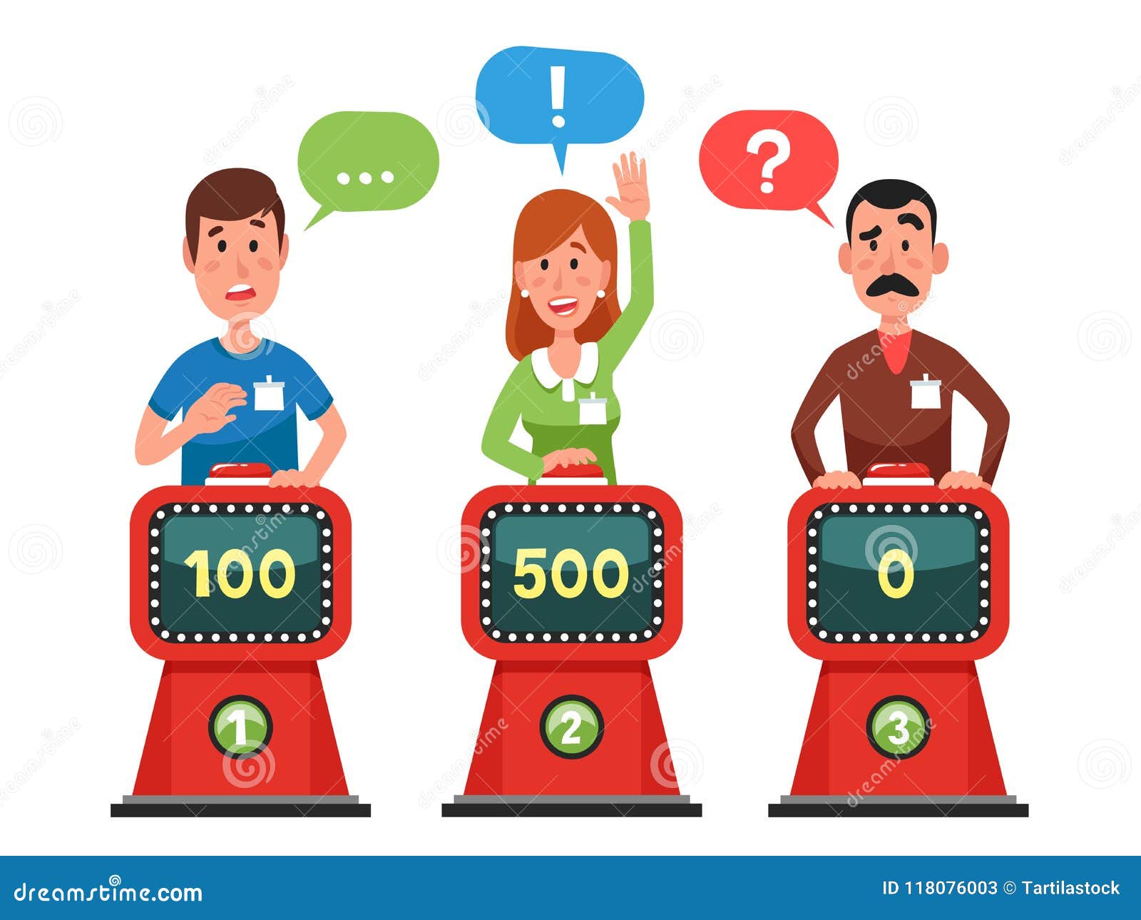 Characters Answer Test Question on Intellect Show. Pressing Button and  Answering Quiz Questions. Game Competition Vector Stock Vector -  Illustration of erudition, knowledge: 118076003