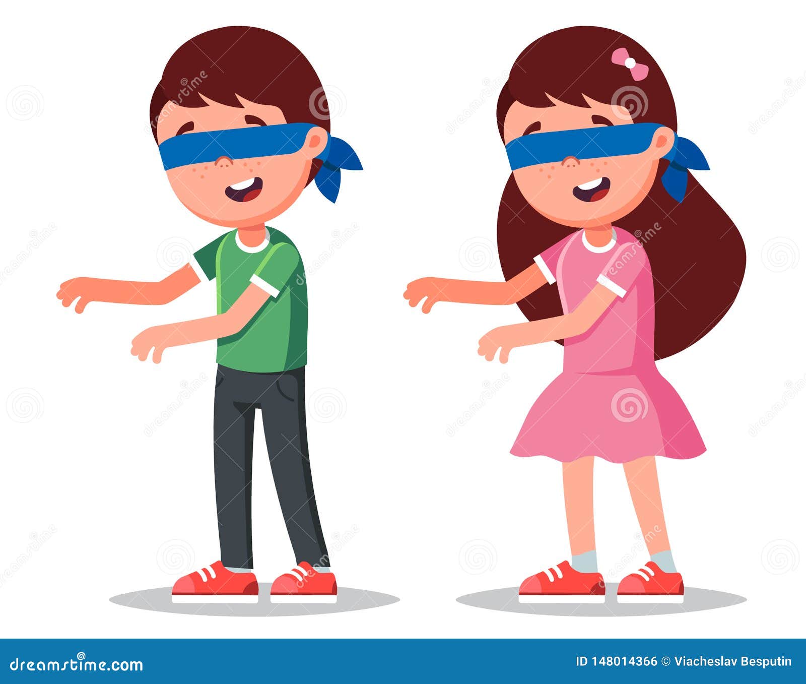 Characters Boy And Girl With Blindfold Play Children S Games