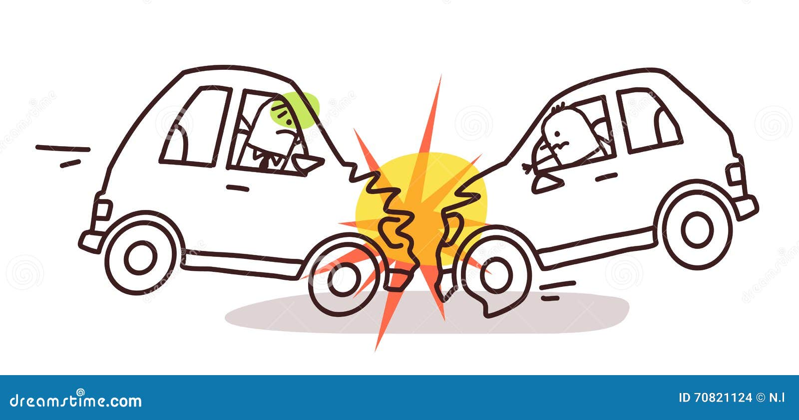 Characters And Car - Car Crash Stock Vector - Illustration of colors