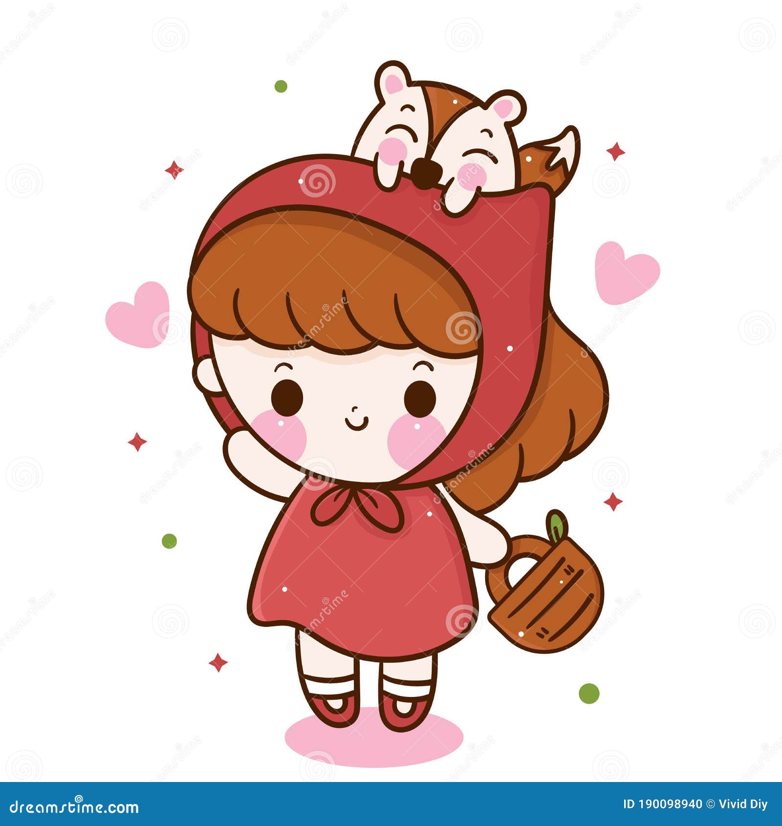 Characters Little Red Riding Hood Cartoon Girl And Wolf Stock Vector Illustration Of Charming Comic