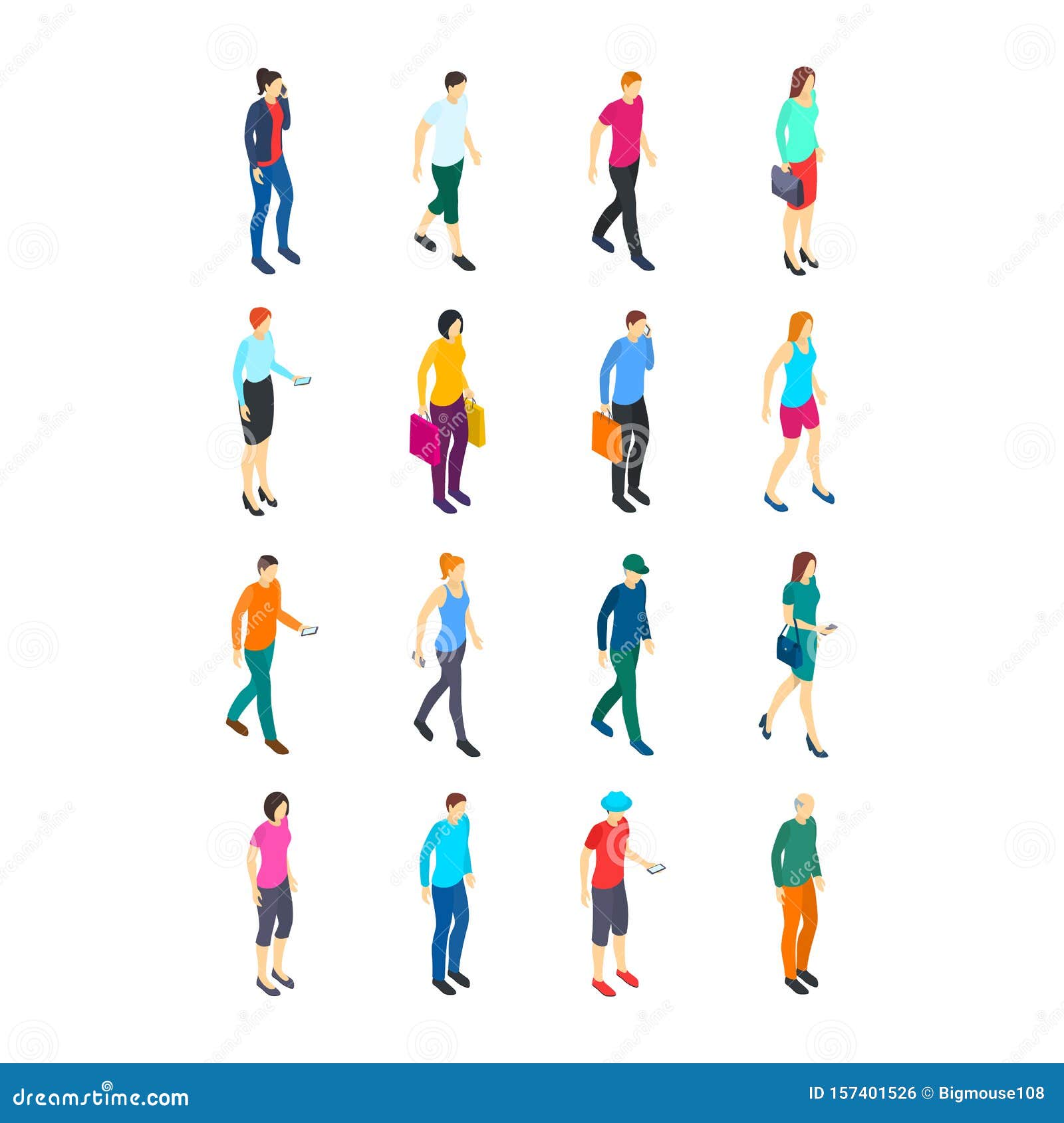 Download Characters People 3d Icon Set Isometric View. Vector Stock ...